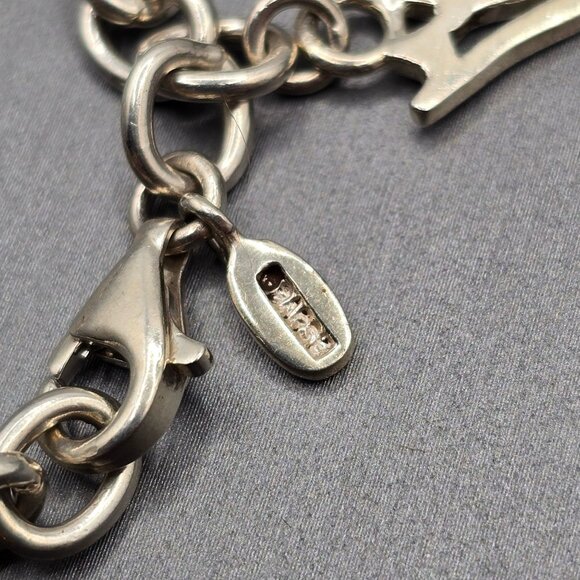 Barse Sterling Silver Cable Link Charm Bracelet 7" Letter N & Bell 18.46g - Picture 5 of 8